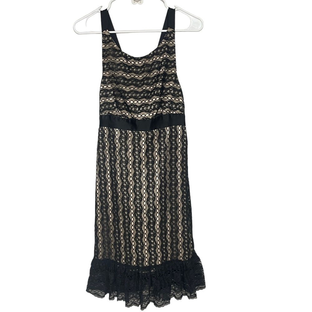 Milly of New York Black Silk Blend Lace Midi Dress Size 4